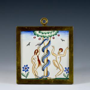 Adam and Eve - Decorative Tile - Gio Ponti, Richard-Ginori Ceramic Company, circa 1930
